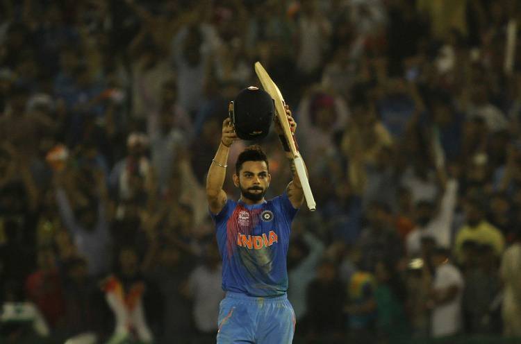 Indian Batsman Virat Kohli celebrates after winning against Australia  in Tamil