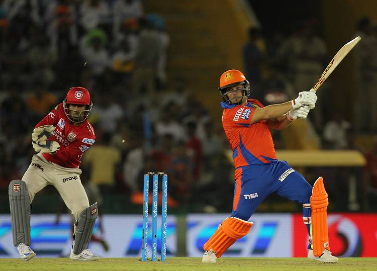 Gujarat Lions batsman Aaron Finch in action in Tamil