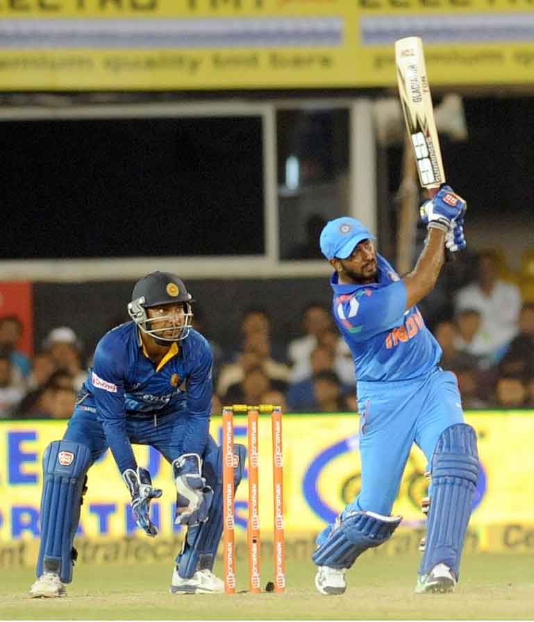 Ambati Rayudu in action during second ODI match  in Tamil