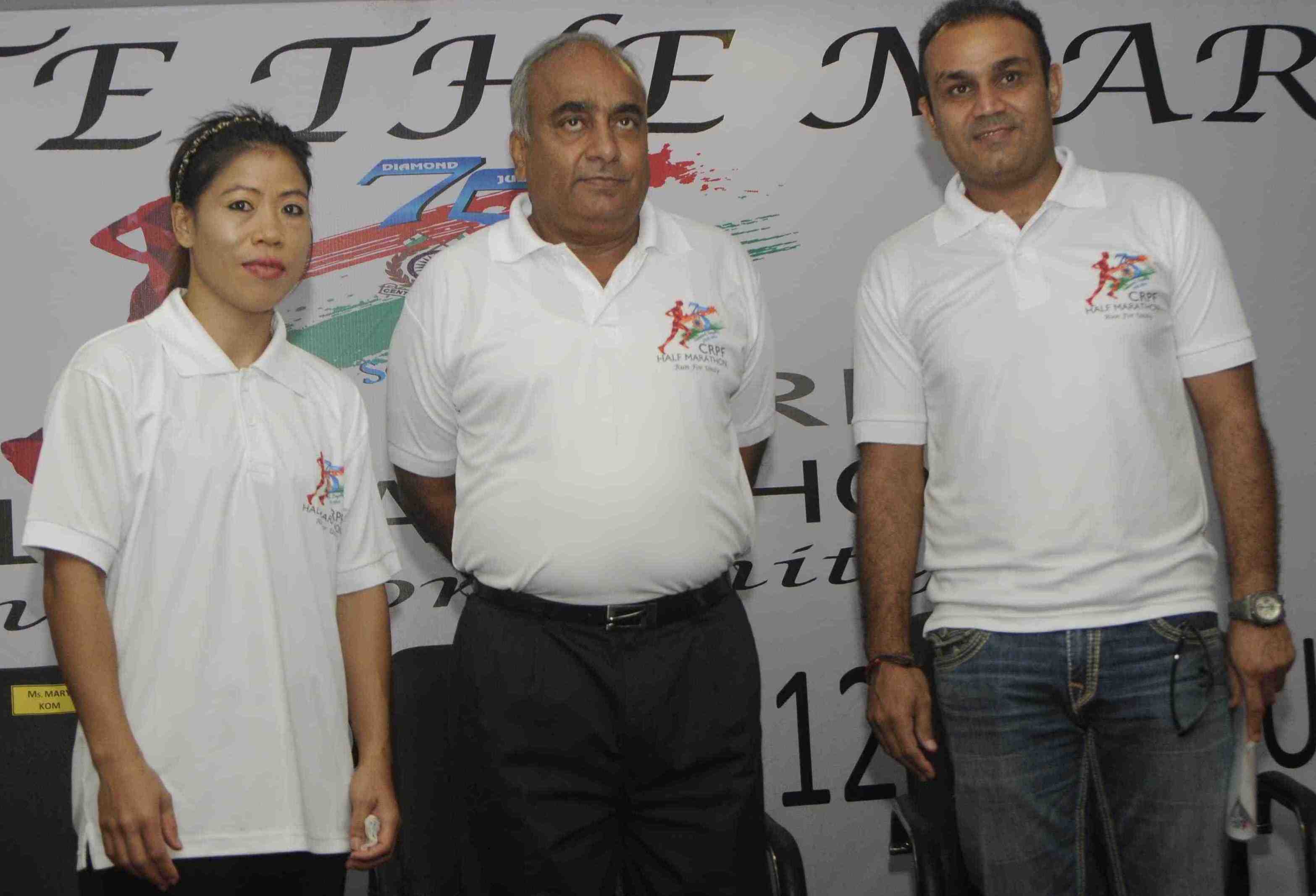 HD Image for cricket Virender Sehwag & Mary Kom